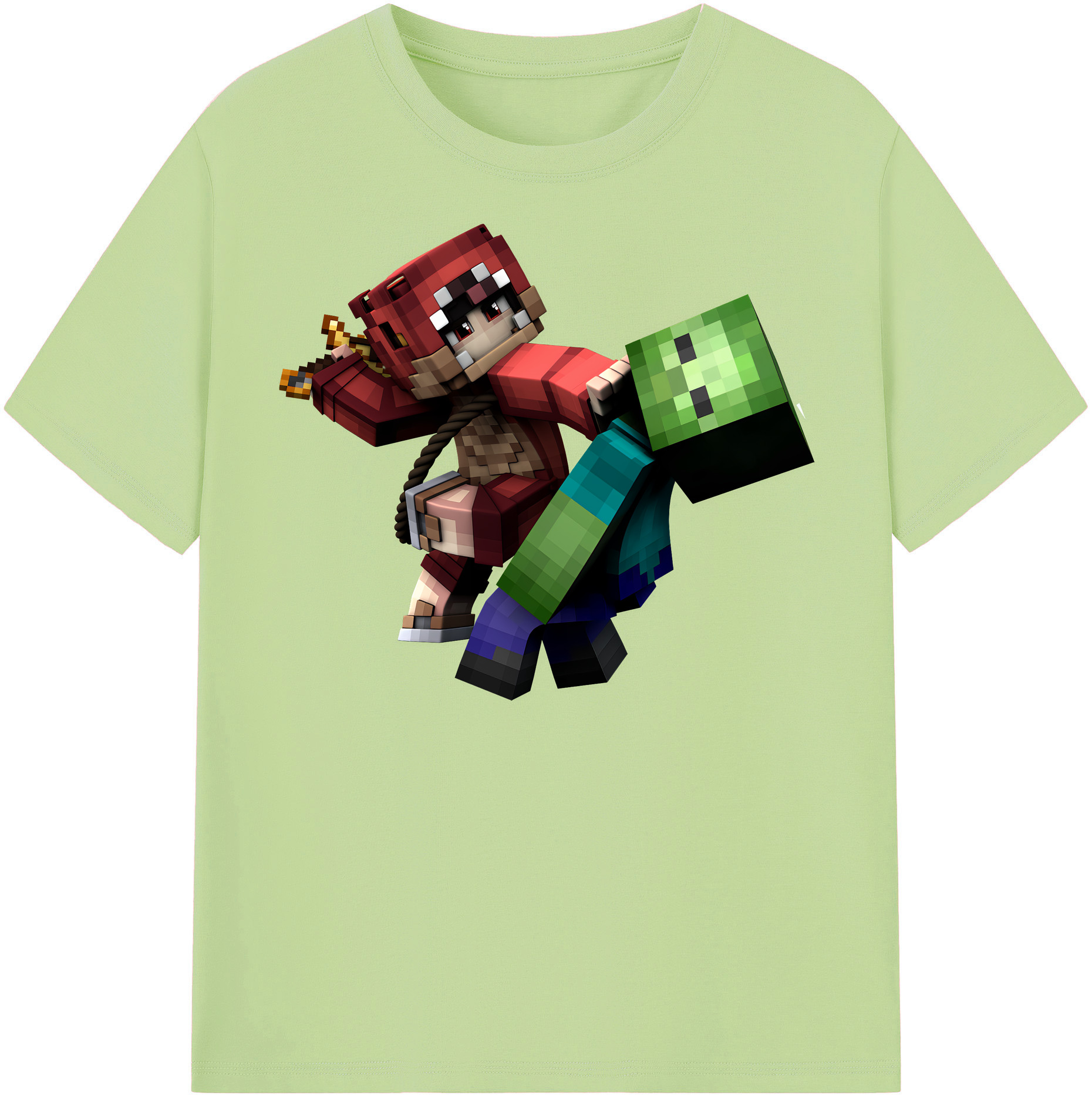 （画像用） マインクラフト ブロックの世界 Minecraft MC Block world 綿100％半袖Tシャツ（フロントプリント）